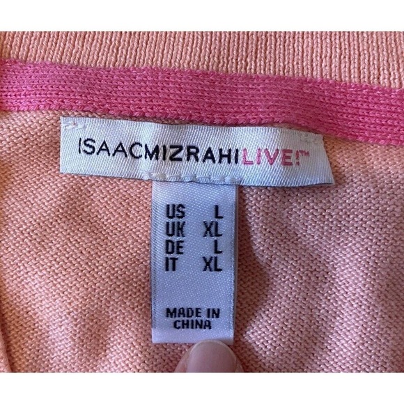 Isaac Mizrahi Live V Neck Sweater Size Large Women’s Coral Short Sleeve - Picture 3 of 6
